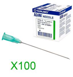 Aiguilles Agani - 21G - Vert - Longueur 50 mm - Bte 100 