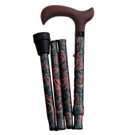 Canne Pliante - Poignée Derby - Motif Cashmere Fantaisie 