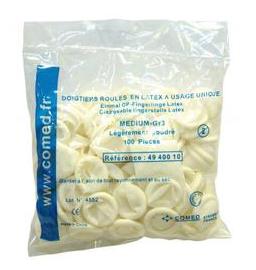 Doigtiers Roulés en Latex - Légèrement Poudrés - Sachet de 100