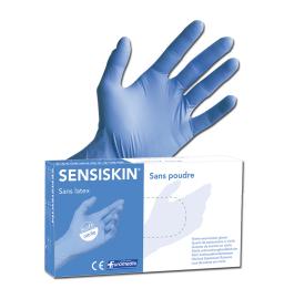 Gants Nitrile - Non Poudrés - Sensiskin - Bleu - Bte de 100 