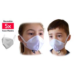 Masque Barrière - Blanc - Enfant 4 à 10 ans - sachet de 5 