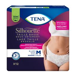 TENA Silhouette Plus - Taille basse - Blanc - Taille M - Paquet de 12