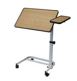 Table de Lit - Hauteur Réglable - Plateau Inclinable - avec Tablette Latérale Fixe - Hêtre  