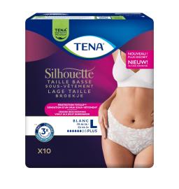 TENA Silhouette Plus - Taille basse - Blanc - Taille L - Paquet de 10