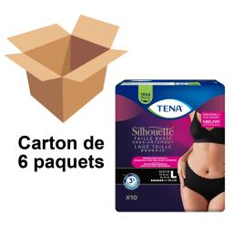 TENA Silhouette Plus - Taille basse - Noir - Taille L - Paquet de 10 - Carton de 6 paquets