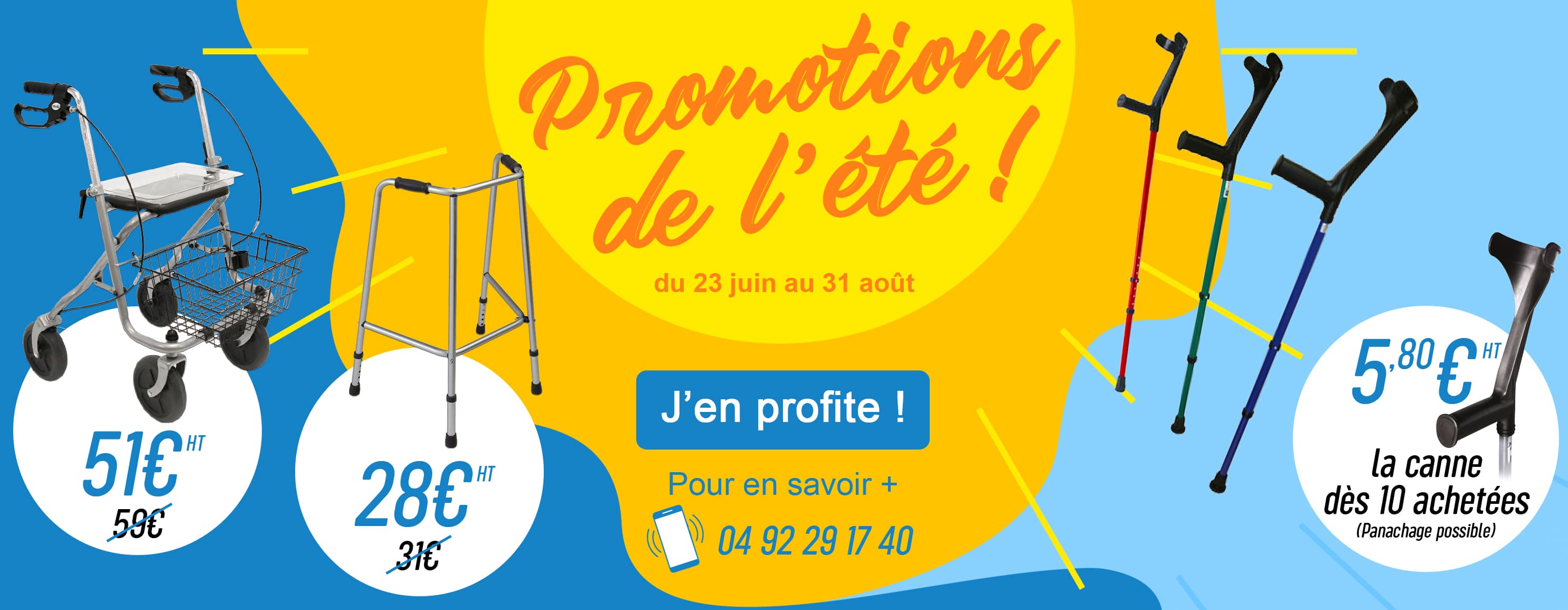 PROMO DE L'ETE : Rollators, cadre de marche et Cannes Anglaises !