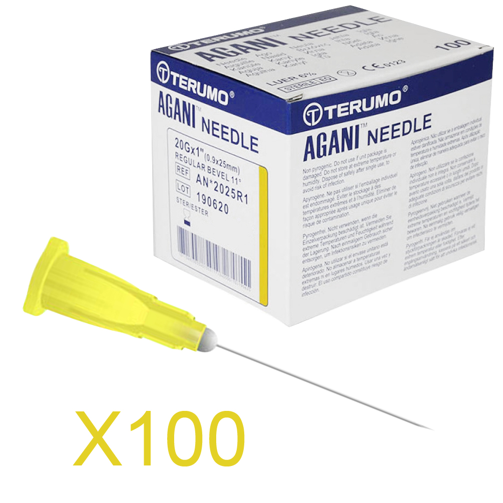 Aiguilles Agani - 20G - Jaune - Longueur 25 mm - Bte 100 