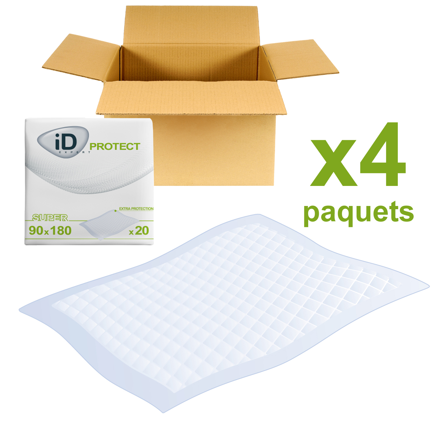 Alèses iD Expert Protect - Super - 90 x 180 CM - 4 paquets de 20 - ONTEX