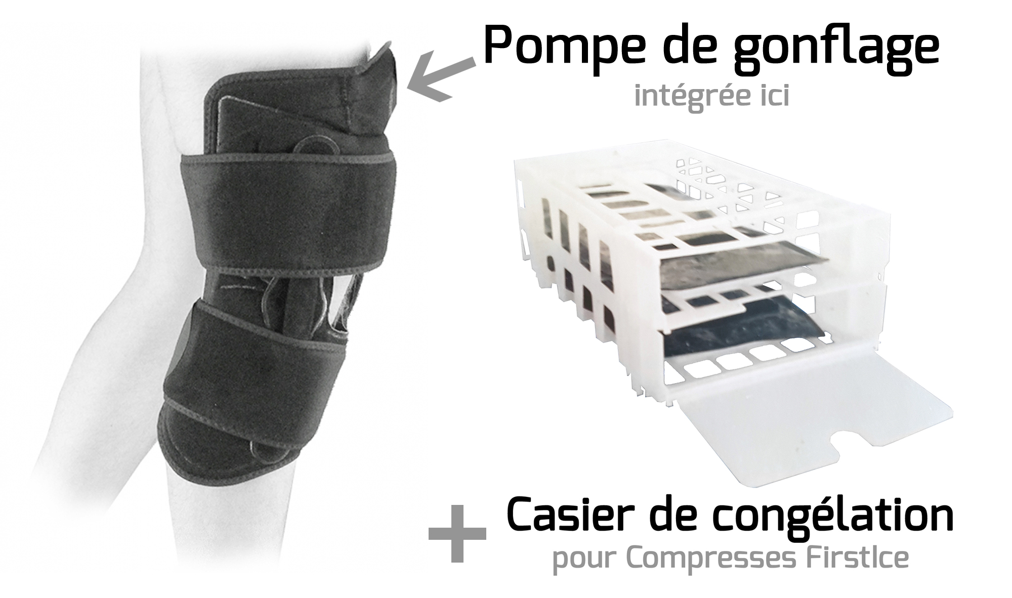 Attelle de Genou - Cryothérapie - Avec Casier congélation et Pack Froid FIRSTICE Combo PKS DFP 