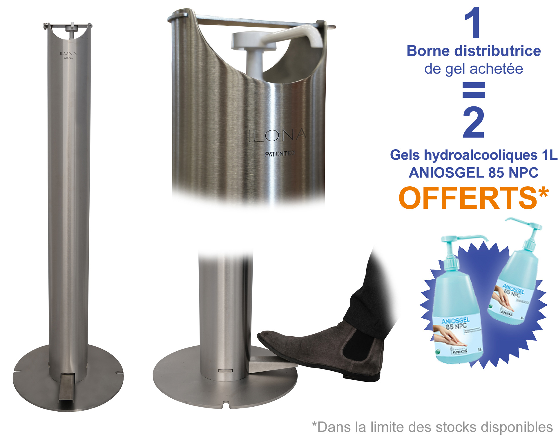 Borne Distributrice de Gel - ILONA - inox