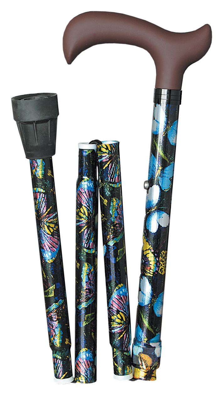 Canne Pliante - Poignée Derby - Motif Butterfly 
