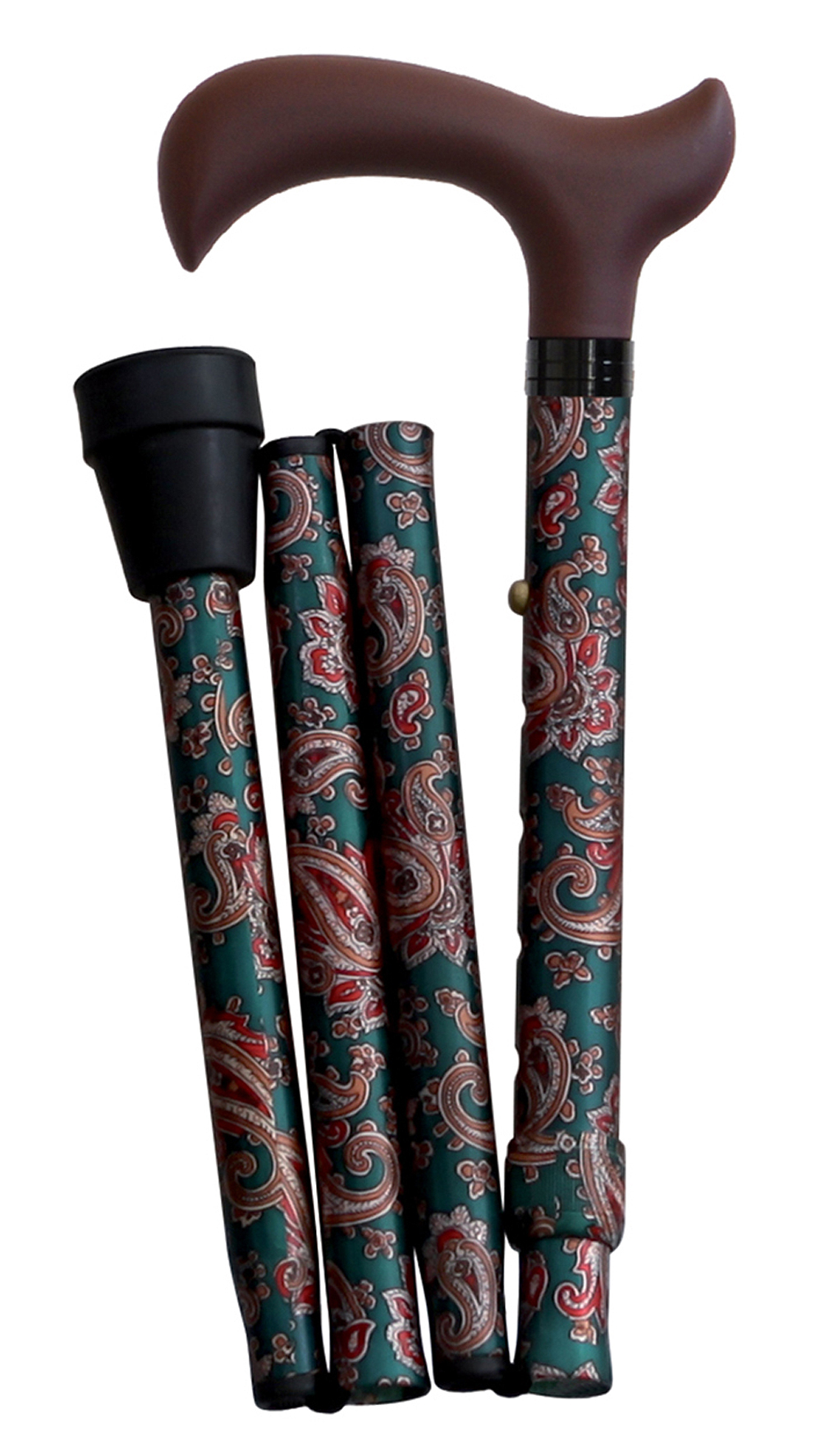 Canne Pliante - Poignée Derby - Motif Cashmere Fantaisie 