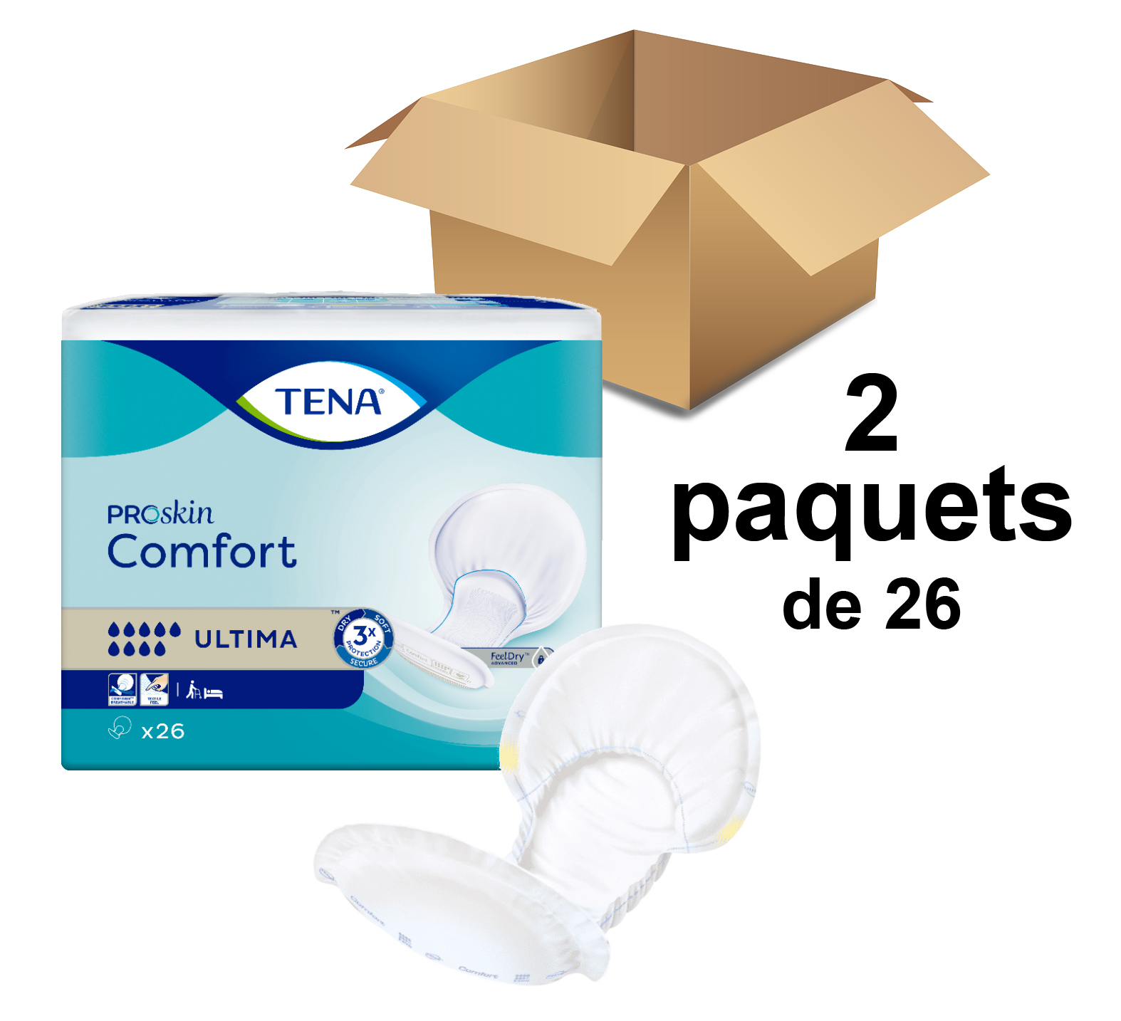 TENA Comfort Proskin - Protections Anatomiques - Ultima - x26 - Carton de 2