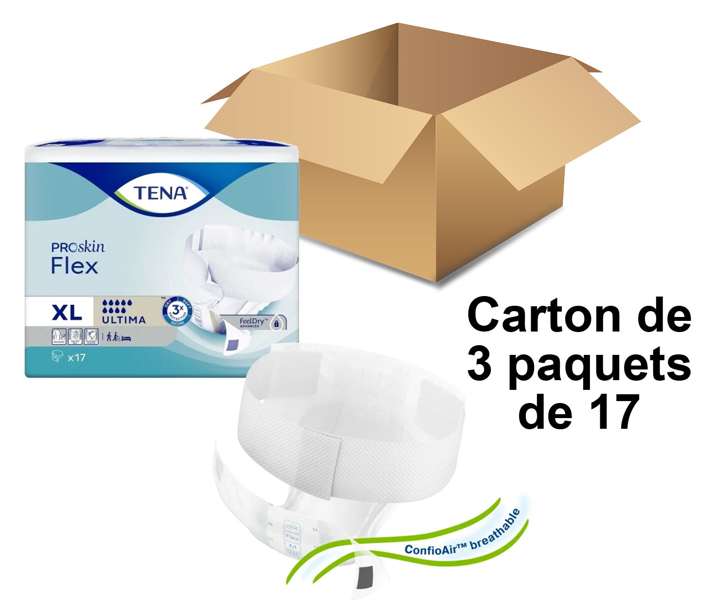 TENA Flex Proskin - Ultima - Extra Large - x17 - Carton de 3 paquets
