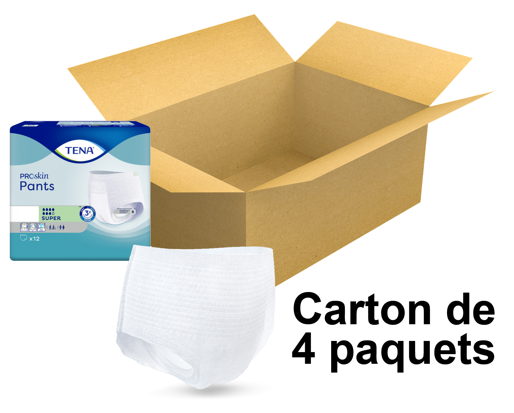TENA Pants Proskin - Super - Taille L - x12 - Carton de 4 paquets