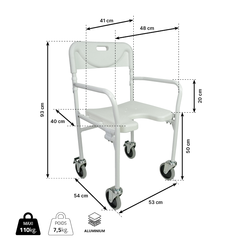 Chaise de Douche - mobile et pliante - TOBAGO