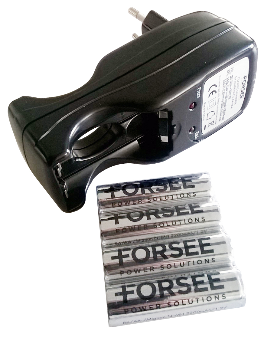 Set chargeur accus avec 4 piles 1.5V rechargeables