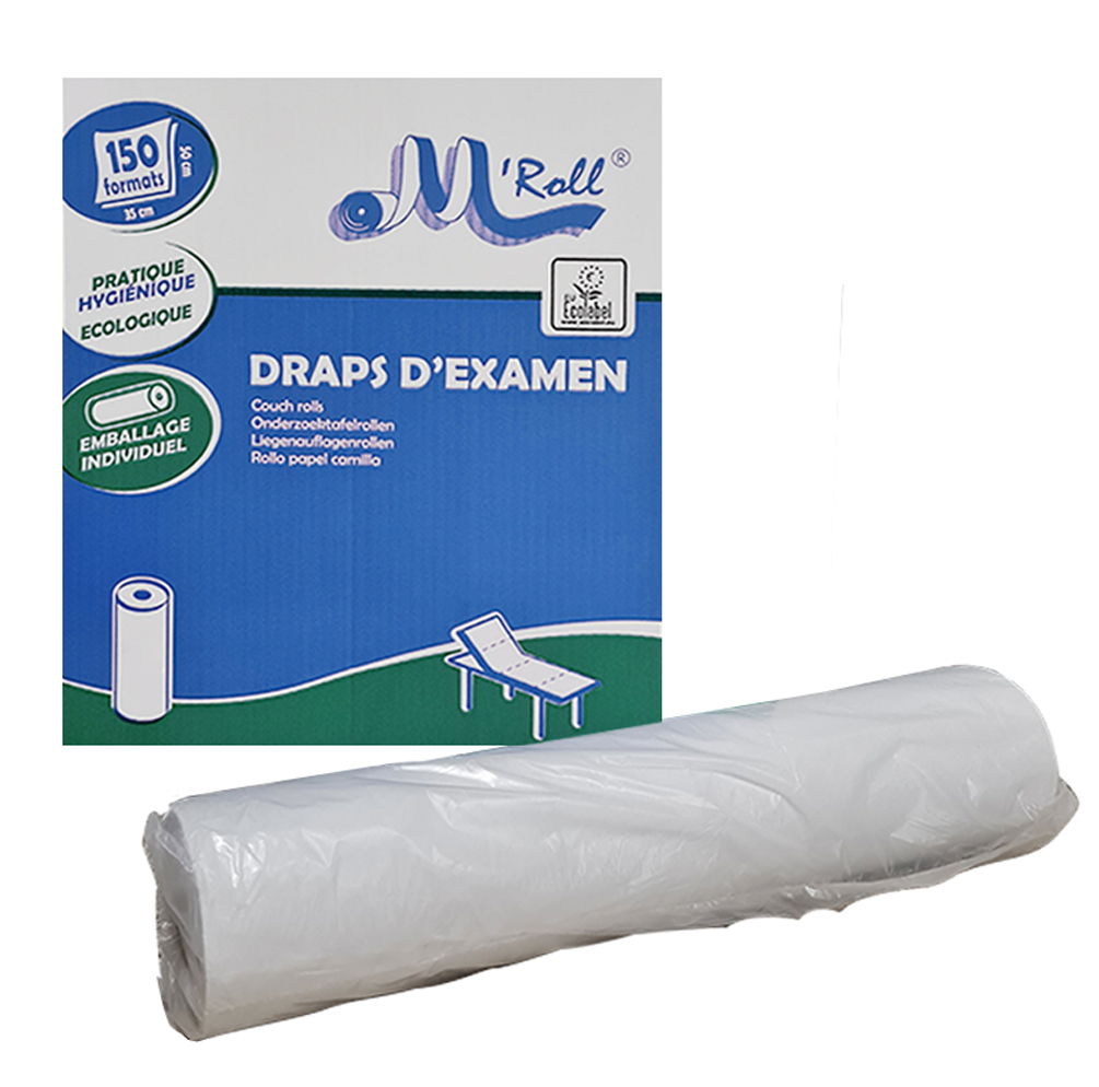 Drap d'Examen - 2 Plis - Lisse - 150 Formats 50x35 - Le rouleau 