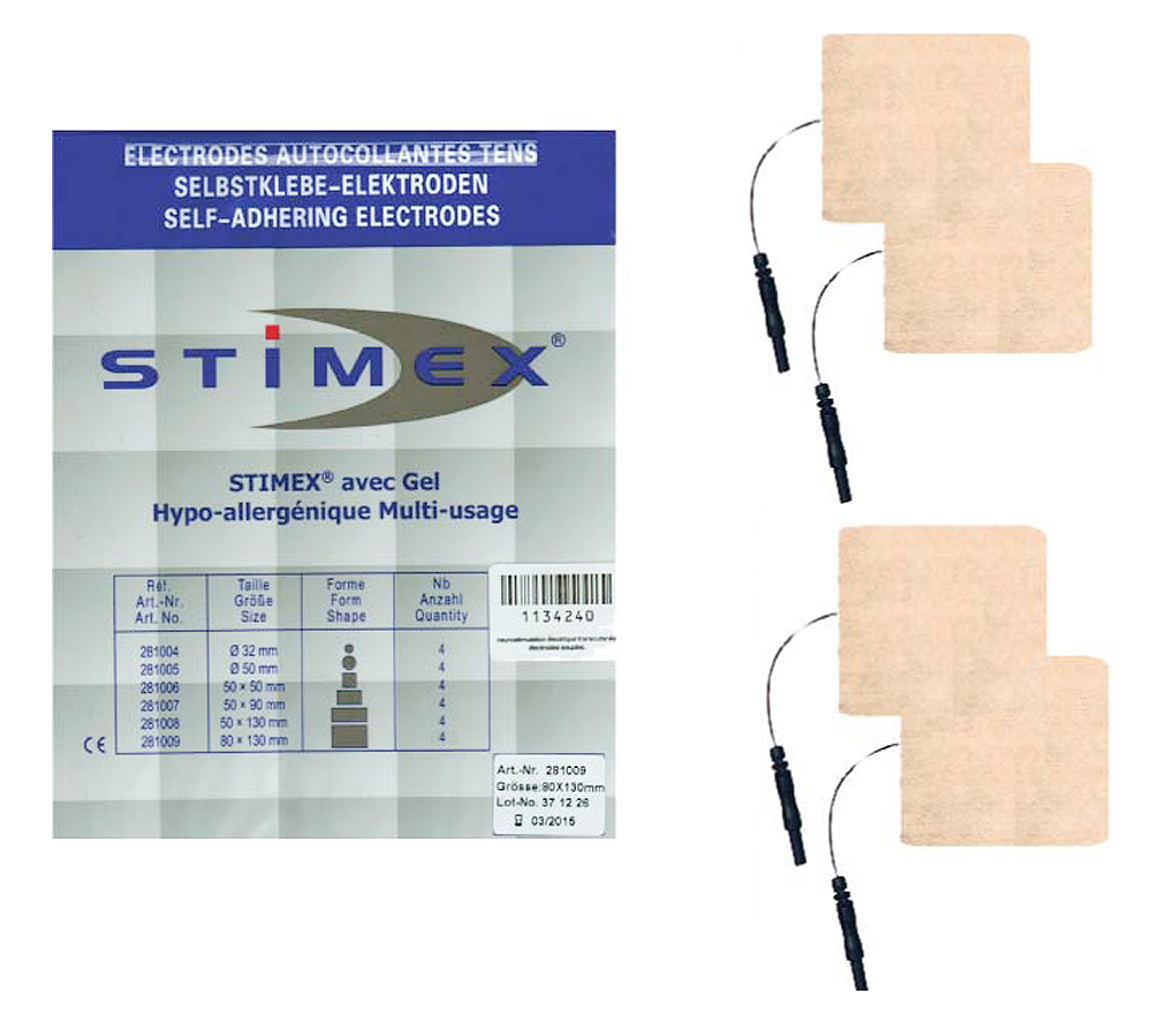 Electrodes Stimex Rectangulaire - 8x13cm x4 