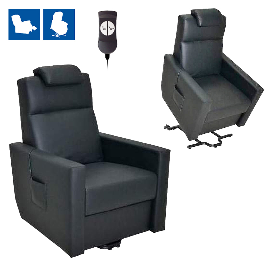 Fauteuil Releveur - 1 Moteur - Faro - Simili-cuir - Noir 