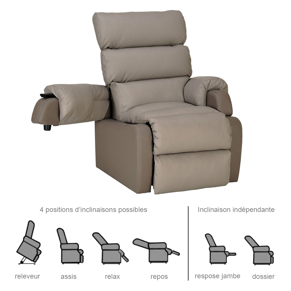 Fauteuil Releveur - 2 moteurs - Cocoon Génération 1 - Taupe 