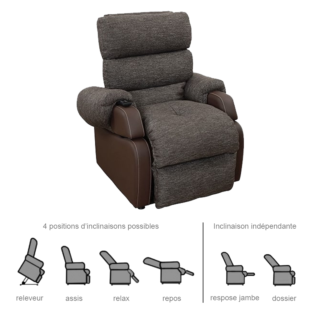 Fauteuil Releveur - 2 moteurs - Cocoon Génération 1 - Marron Chiné 