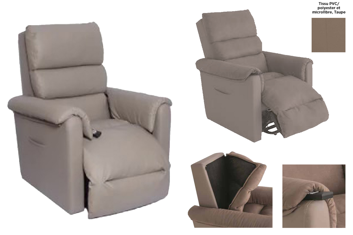 Fauteuil Releveur électrique - Cosy Up - Microfibre Taupe - 2 moteurs 
