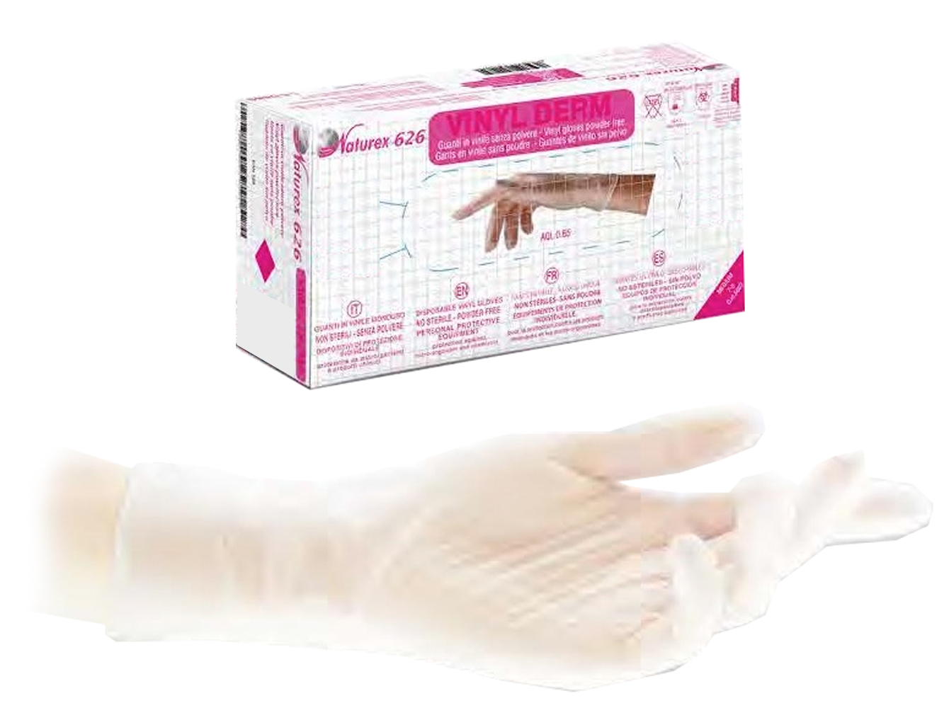 Gants Vinyle - Non Poudrés - Naturex 626 Vinyl Derm - Bte de 100 	