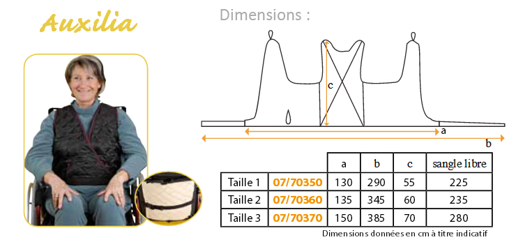 Gilet croisé pour maintien au fauteuil Auxilia Taille 2 