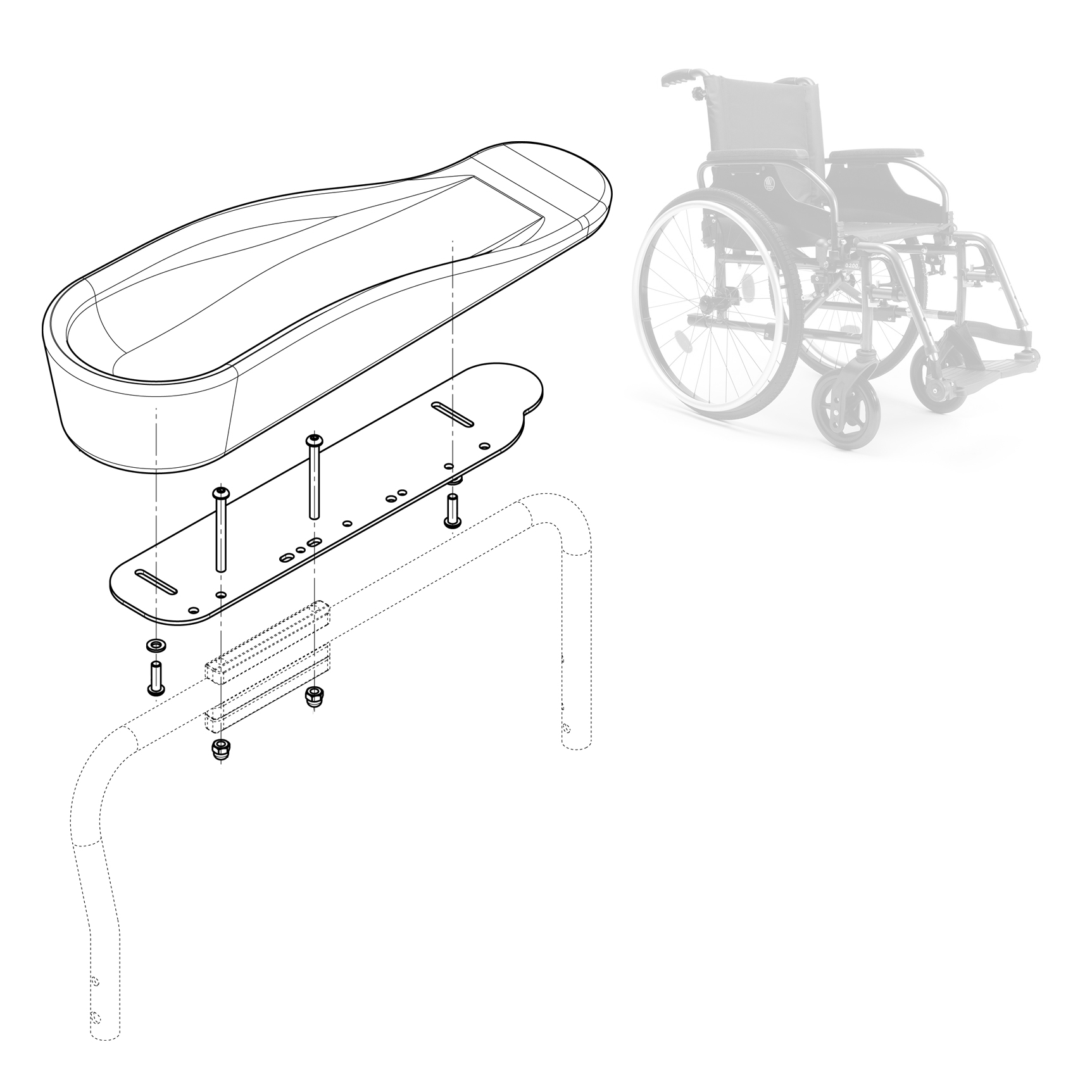 Manchette gouttière Fixe - Hémiplégie - Gauche - Fauteuil roulant D200 