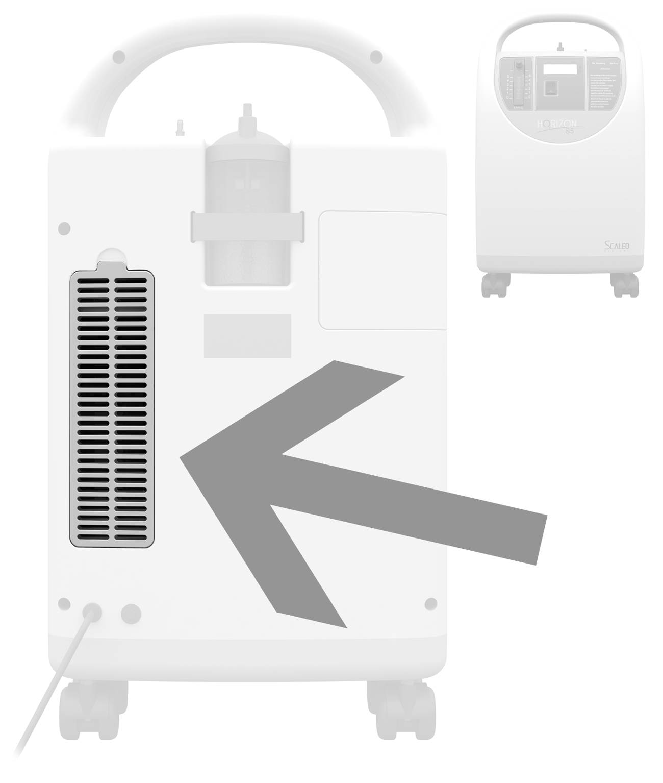 Grille filtre d'entrée d'air - Concentrateur oxygène Horizon S5 