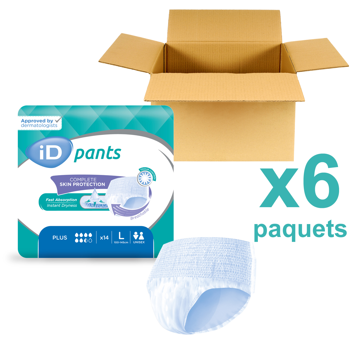 ID Pants Plus - Taille L - 6 paquets de 14 - ONTEX