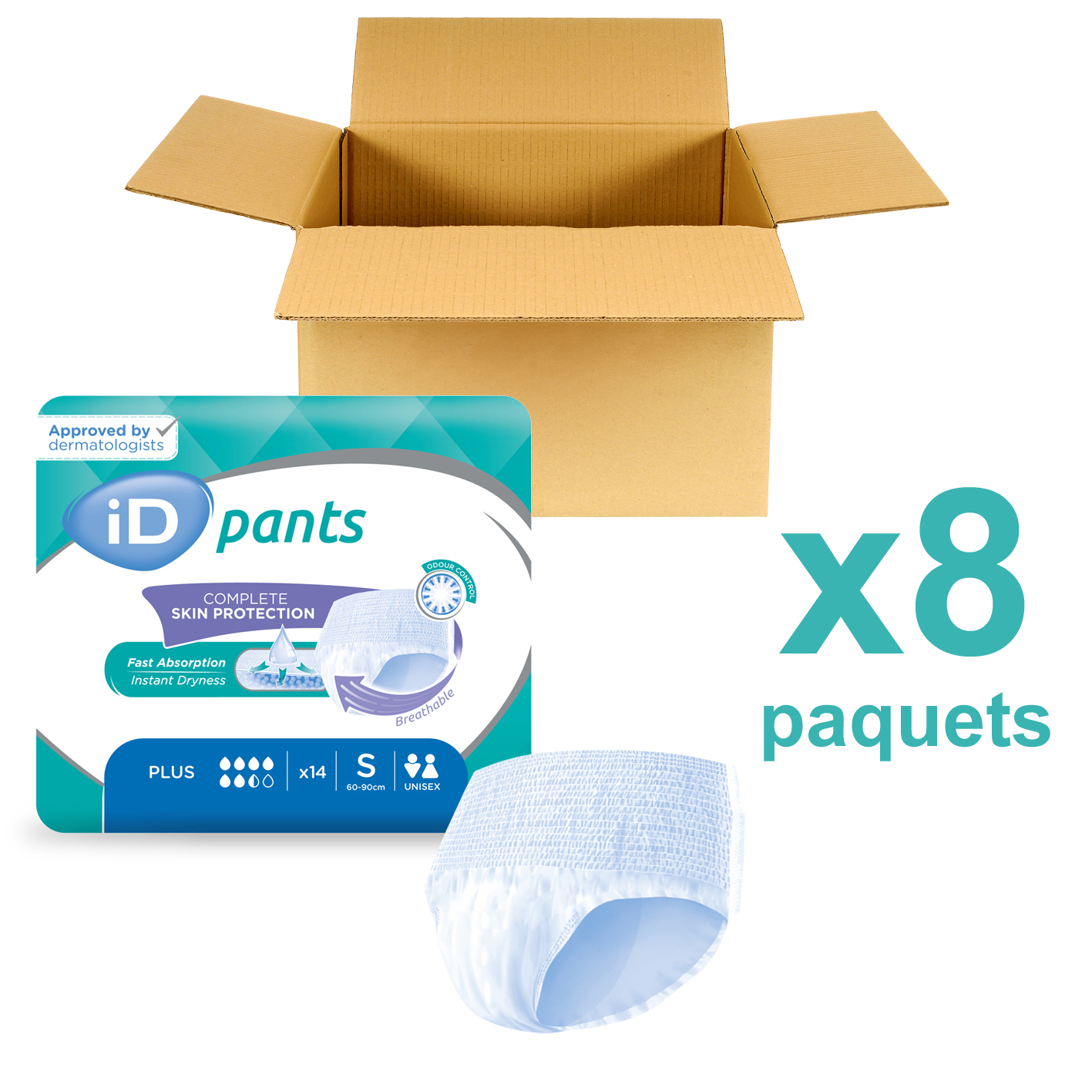 ID Pants Plus - Taille S - 8 paquets de 14 - ONTEX