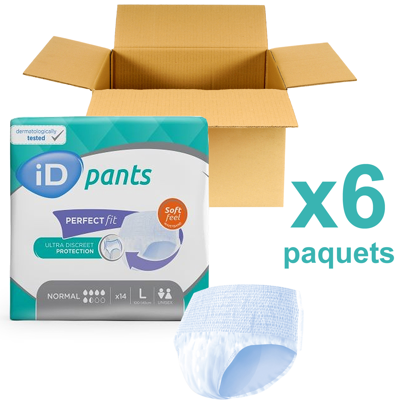 ID Pants Soft Feel - Normal - Taille L - 6 paquets de 14 - ONTEX