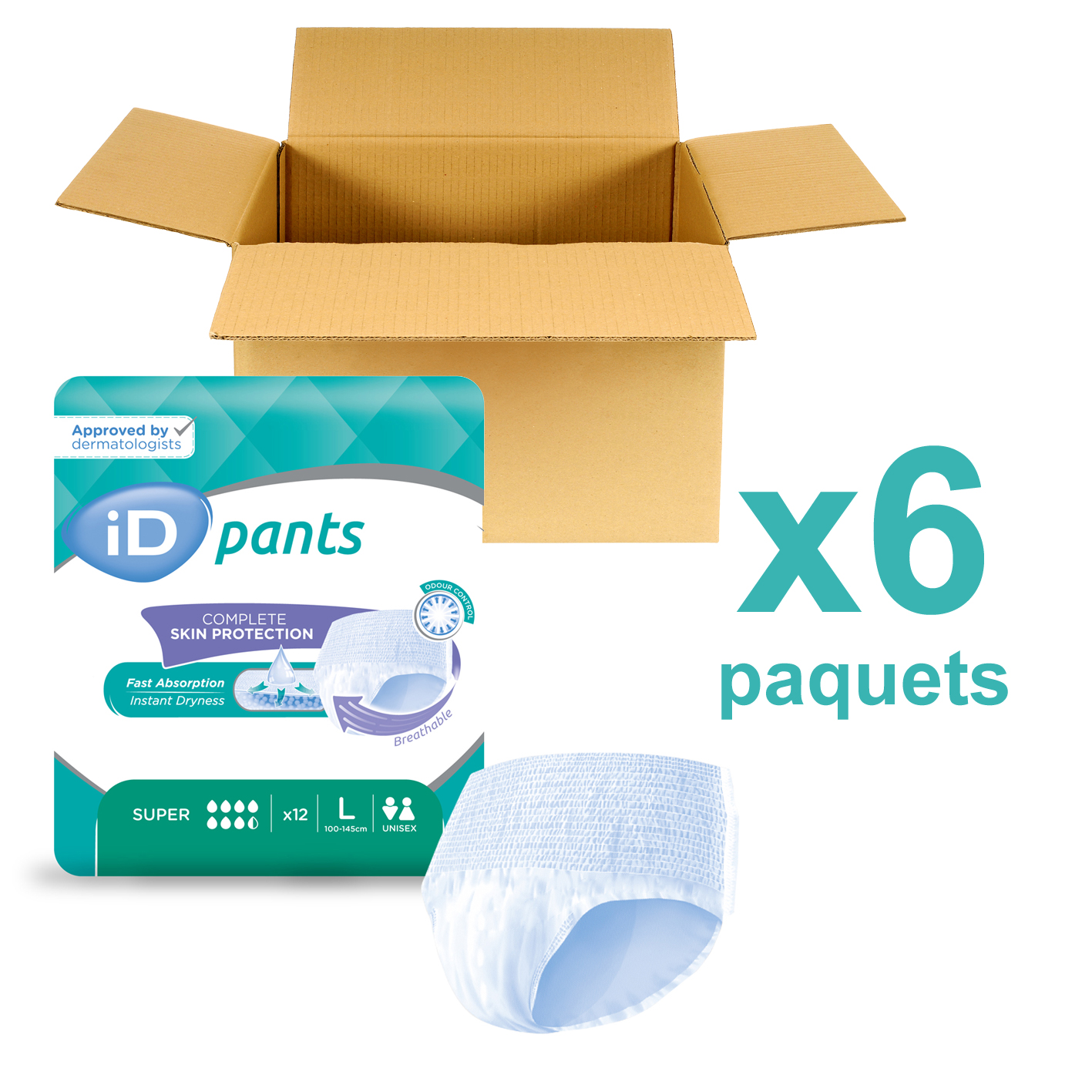 ID Pants Super - Taille L - 6 paquets de 12 - ONTEX
