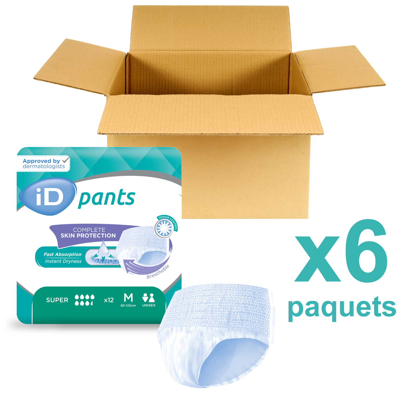 ID Pants Super - Taille M - 6 paquets de 12 - ONTEX