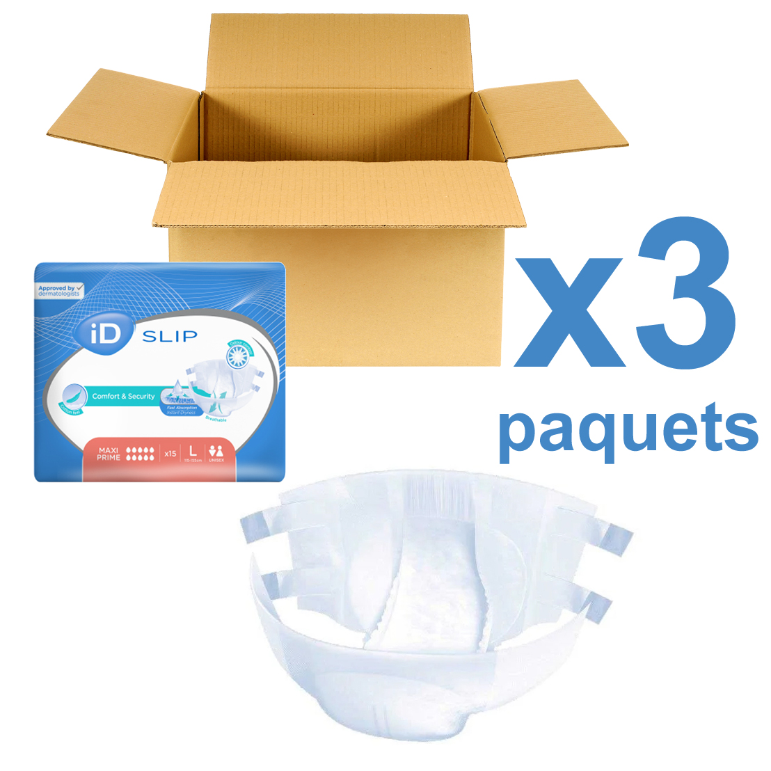 ID Slip - Maxi Prime - Taille L - 3 paquets de 15 - ONTEX