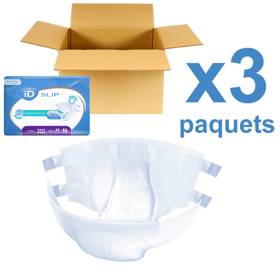 ID slip - Maxi - Taille M - 3 paquets de 15 - ONTEX