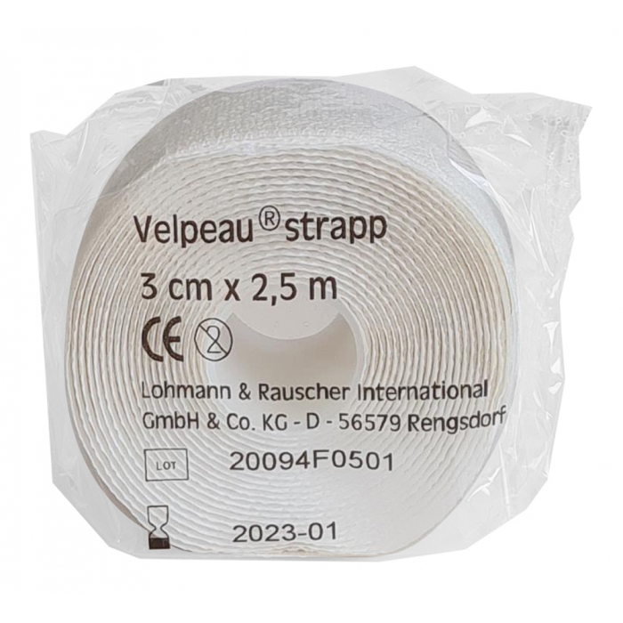 Bande Adhésive et Elastique 2,5M x 6CM - Blanc - VELPEAU - Bandage