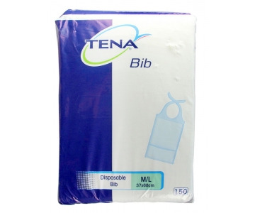 TENA Bib - Bavoirs Usage unique - Avec Attaches - Taille M/L - Paquet de 150