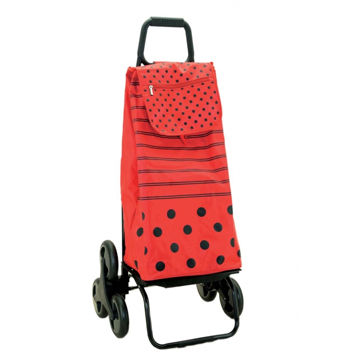 Caddie Trio 6 roues rouge à pois et rayures noirs HERDEGEN