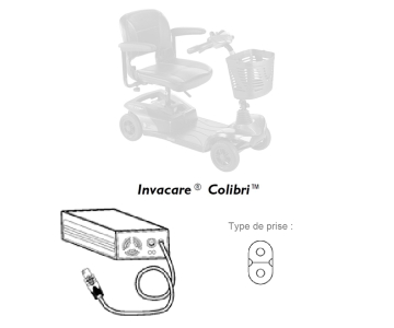 Chargeur pour scooter électrique Colibri 2A - INVACARE