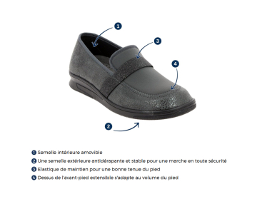 Chaussures CHUT - Femme - Nelia - Gris - PODOWELL