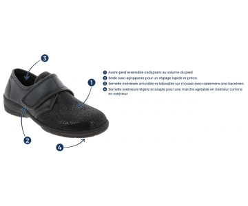 Chaussures CHUT - Femme - Manille Shiny - Noir - PODOWELL