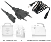 Cordon d'alimentation pour Tire-lait électrique Symphony ou aspirateur Clario - MEDELA