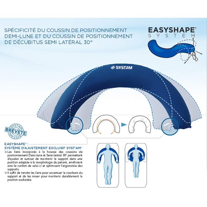 Coussin de positionnement demi-lune microbilles Systam - Vimedis - Coussin  de positionnement