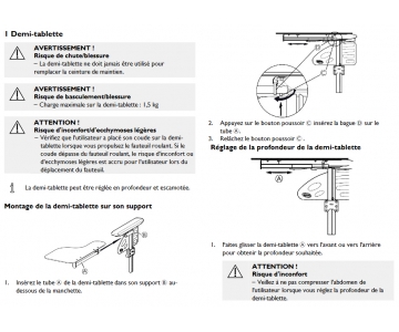 Demi Tablette - Escamotable à Droite - Fauteuil Roulant Action NG - INVACARE