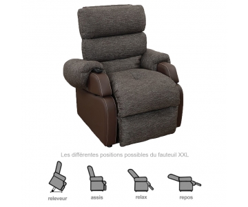 Fauteuil Releveur - 1 moteur - Cocoon XXL Génération 1 - Marron Chiné - INNOV