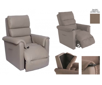 Fauteuil Releveur électrique - Cosy Up - Microfibre Taupe - 1 moteur - INVACARE