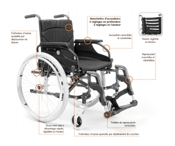 Fauteuil Roulant Manuel - Dossier Fixe - V300 Champagne - VERMEIREN